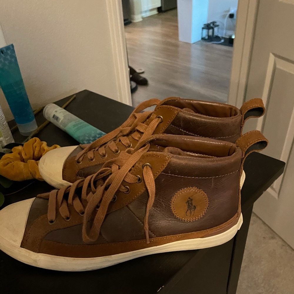 Ralph Lauren Brown Leather High tops (Size 9.5)